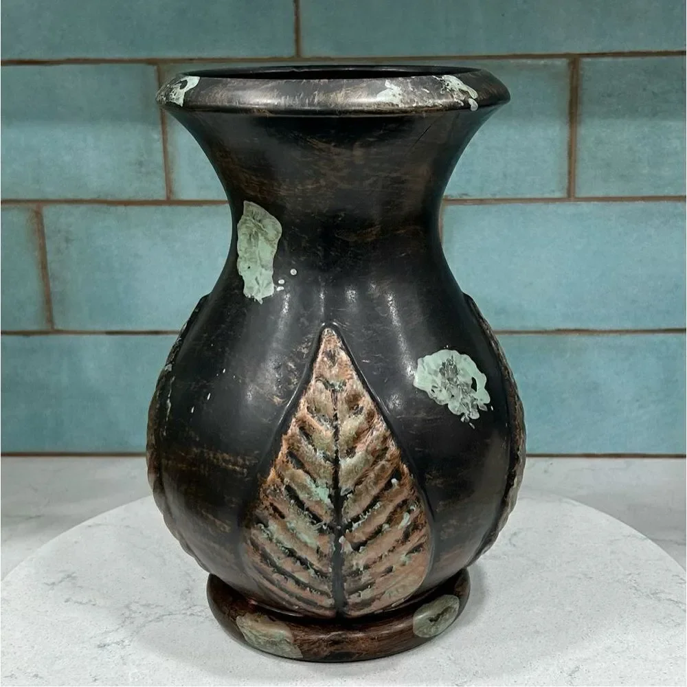 Haeger Flower Vase One Size Copper Brown Mottled Glaze Pottery Vintage